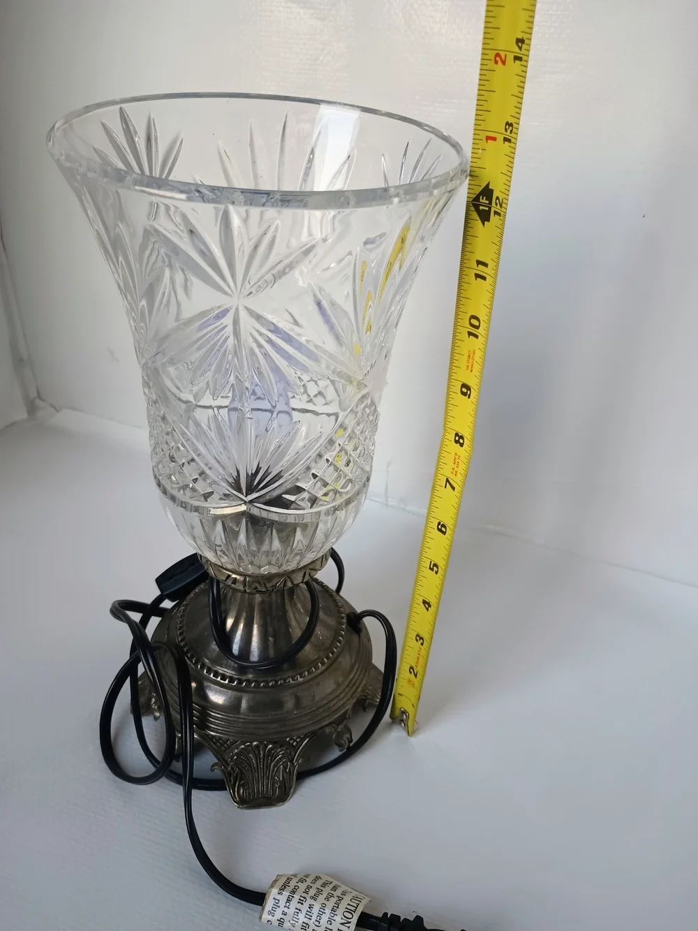 Vintage Godinger Silver Art Co Table Lamp w Shannon Irish Crystal Cut Glass